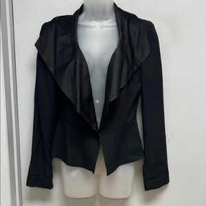 Tabitha Black Silk Trim Cropped Blazer Jacket | Size 8